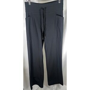 32 Degrees Cool Ribbed Wide Leg Lounge Pants Black Drawstring Pockets Small